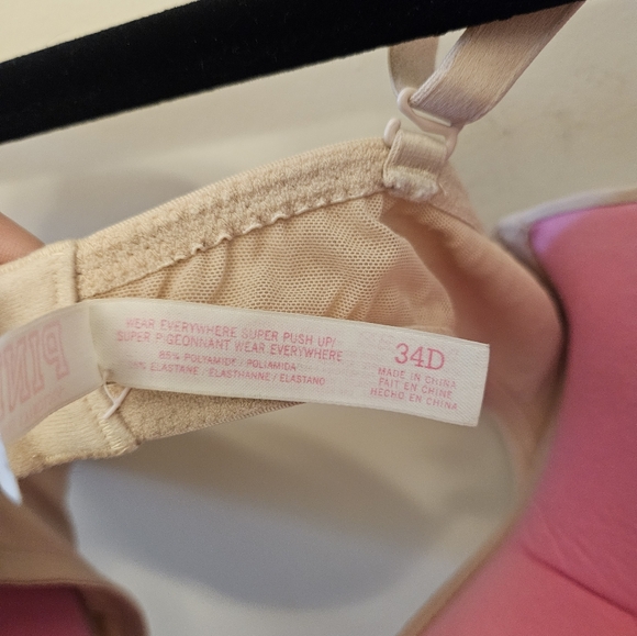 PINK by Victoria's Secret Wear Everywhere Super Push Up Bra Nude 34 D - Picture 4 of 5
